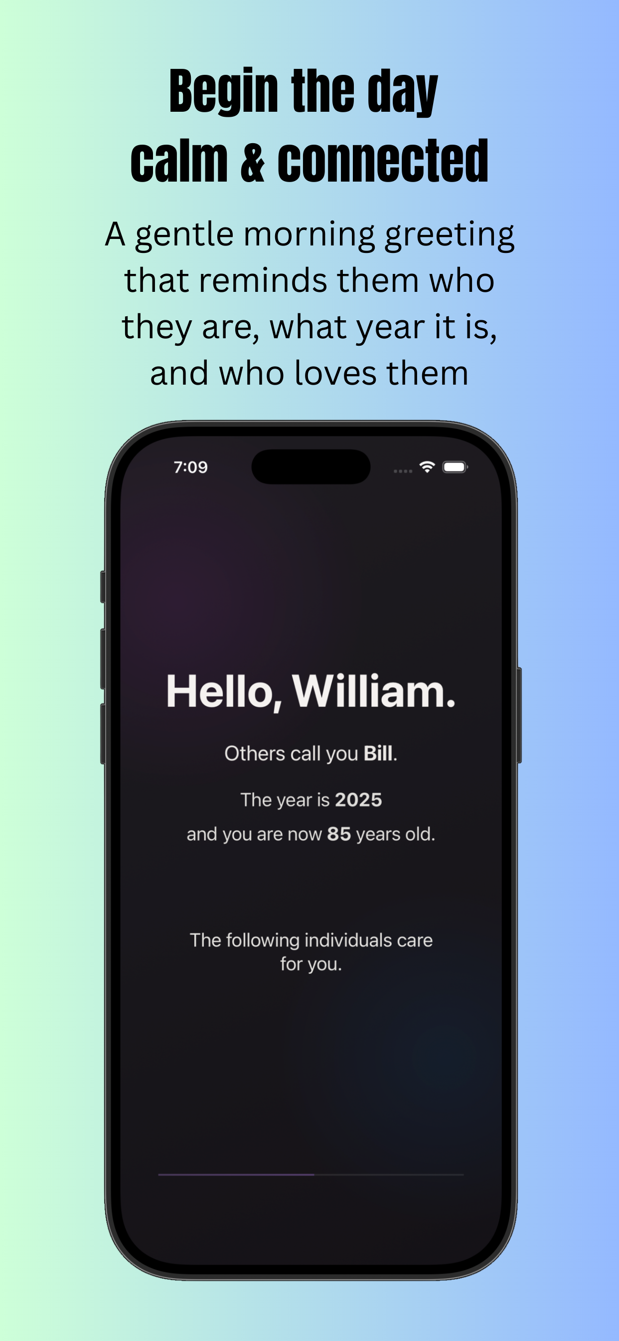 Cherished app interface for Alzheimer's care